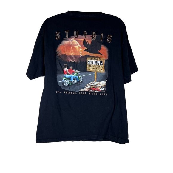 Sturgis Motorcycle Rally Graphic T-shirt Size XL Short Sleeve Black 2005 Vintage - Picture 2 of 9